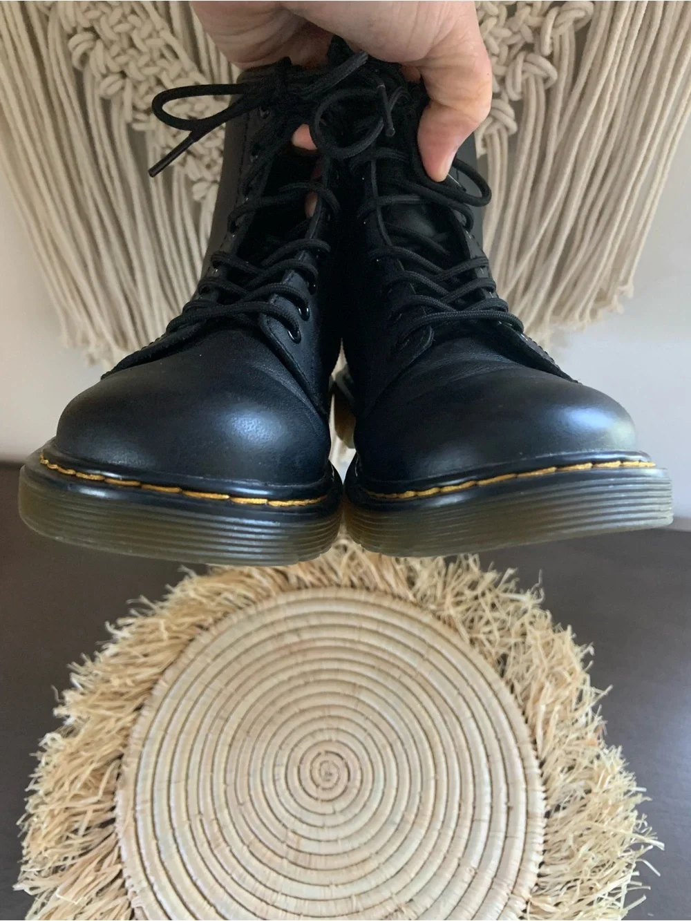 DR. MARTENS Junior Black Softy Lace Up Boots 1460 J US 3 34EU